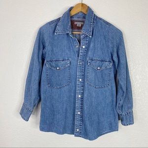 Urban Renewal Blue Denim Pearl Snap Shirt